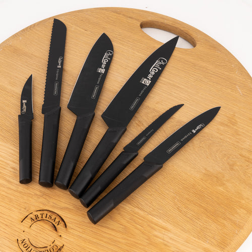 Tramontina Chef Kitchen Knives - 6pc | Stainless Steel | Nygma Black