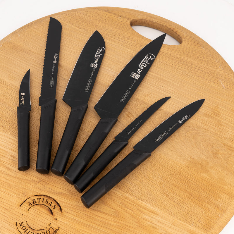 Tramontina Chef Kitchen Knives - 6pc | Stainless Steel | Nygma Black