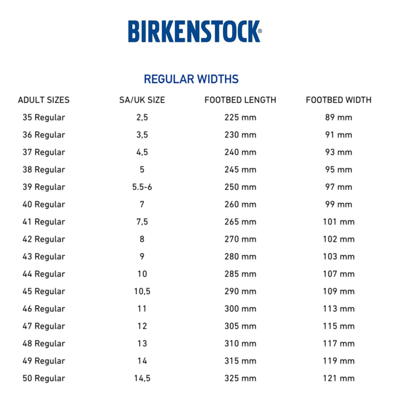 Birkenstock hot sale width measurements